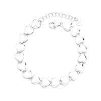 wholesale S925 Sterling Silver Interlocking Smooth Heart Link Bracelet for Elegant and Stylish Women with a Unique Minimalist Design-142S/approximately 16.1 grams>925 silver