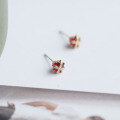wholesale 9K Solid Gold Queen's Crown Small Zircon Rose 3D Royal Elegant Small Ear Studs-0-0