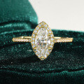 18K Gold Plated S925 Silver Heart Shaped Moissanite Ring with Halo Setting-0-4