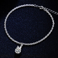 925 Silver Moissanite Rabbit Bracelet, Simple Women's Style, Live Factory Direct Sales on TikTok.-1 carat (set with zircon)  925 silver