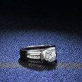 Platinum-Plated 925 Sterling Silver Solid Moissanite Men's Ring, Boss Style, Precision Crafted for E-commerce-0-1