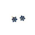 wholesale S925 Sterling Silver Red Elk Blue Zircon Flower Ear Studs for Women, Elegant and Delicate Helix Earrings with Thin Post, Fashionable Ear Accessories-0-4