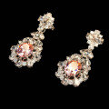 wholesale 925 Silver Gold-Plated Earrings with High-Carbon Diamonds and High-Quality Pink Diamonds for Party Events, Exquisite and Niche Versatile Jewelry for Women-0-2