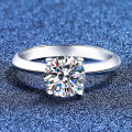 S925 Silver Cross-Border Four-Prong Moissanite Wedding Ring, 1-Carat Live Stream Wholesale-0-0
