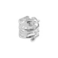 wholesale S925 Sterling Silver Korean Version INS Minimalist Design Multi-Layer Stacking Wide Band Adjustable Ring-0-5