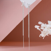 wholesale Metal cross earrings for women, small and unique design, trendy and slimming tassel ear thread, luxurious and elegant, hundreds of ear accessories-xb1375-silver