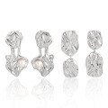 wholesale S925 sterling silver new small niche stylish ins asymmetrical textured ripple inlaid pearl convertible earrings-0-0