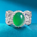 wholesale Silver-plated new jewelry live-streaming bestseller for women, featuring high-ice green chalcedony in an elegant 8*10 large cabochon design-0-0