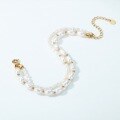 wholesale S925 silver plated with K gold, minimalist luxury guochao style double-layer bracelet with rice beads and pearls,-0-1
