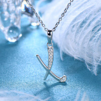 Metal Alloy Creative 26-Letter Simple Moissanite Necklace with Advanced Group Setting-Style X [Clearance Sale with Free Shipping]  925 Silver