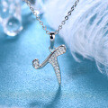 Metal Alloy Creative 26-Letter Simple Moissanite Necklace with Advanced Group Setting-0-16