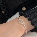wholesale S925 Sterling Silver Minimalist Versatile Pig Nose Chain Bracelet for Women, Small Design, Aloof Style, High-End Feel Bangle-0-2