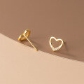 wholesale S925 silver hollow heart-shaped stud earrings, Korean-style simple and sweet, with diamond accents Model M01682-0-3