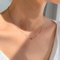 wholesale 925 Silver Maker's Small Bead Necklace for Women, Ins Minimalist Versatile Niche Short Chain Trendy Snake Bone Collarbone Chain-0-2