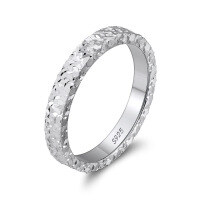 wholesale S925 Sterling Silver Tiktok Same Style Galaxy Shining Scale Ring Crushed Ice Hammered Texture Ring Wholesale-Ice Hammer Ring Size 7 weighs approximately 2.50g
