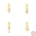 wholesale S925 Sterling Silver Cartilage Piercing Single Earring with Diamond Nose Ring, Trendy INS Style-0-0