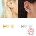 wholesale S925 Sterling Silver Minimalist Tiny Smooth Heart Stud Earrings, Korean Style Simple and Fresh Outfit Accessories-0-4