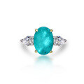 wholesale Silver blue-green synthetic Paraiba 10*14 oval-shaped 5-carat ring, wish hot sale-0-5