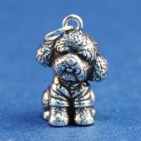 wholesale 999 Silver Exquisite 3D Cute Teddy Dog Pendant Pet Charm Necklace Women's Braided Rope Silver Jewelry Accessory-Small (approximately 12.4*79.4*12.8 mm)