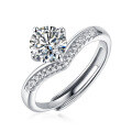 wholesale 925 Silver Crown Ring Internet Famous Hot Selling Fashion Adjustable New Couple Ring Moissanite Jewelry-0-11