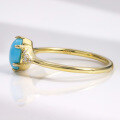 wholesale Vintage elegant synthetic turquoise ring for women in gold, high-quality S925 sterling silver inlaid with gemstone-0-3