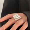 wholesale S925 Sterling Silver Irregular Texture Bead Ring for Women, Small and Minimalist Style, Unique Heavy Duty Statement Ring with a Premium Feel-0-3