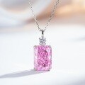S925 Silver Aquamarine Necklace, 10X14 Emerald Cut Ice Flower Pendant Wholesale-0-3