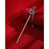 wholesale 999 Sterling Silver Hairpin, Ancient Style Hanfu Hair Stick, Versatile Simple Updo Hair Accessory, Leaf-shaped Silver Hairpin-Thai silver flower hairpin, approximately 22.5 grams, with certificate  999 silver