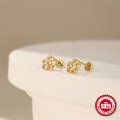 wholesale S925 Sterling Silver Five-Petal Flower Hollow-Out Delicate Commuter Versatile Stud Earrings-0-3