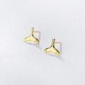 wholesale S925 Silver Mermaid Tail Stud Earrings for Women, Smooth and Cute, Sweet Fish Tail Earrings Jewelry E8192-0-0
