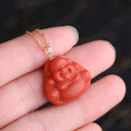 wholesale 18K gold certified pendant with red agate laughing Buddha, jade Buddha, Maitreya pendant for women-0-3