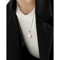 wholesale S925 Sterling Silver 341 Korean Version Baroque Freshwater Pearl Necklace for Women, Ins New Style, Elegant Silver Chain Accessory-0-3