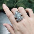 wholesale S925 Sterling Silver Alternative and Unique Toad Gemstone Ring Set with Natural Topaz and Garnet Animal Ring-0-3