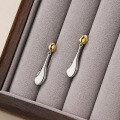 wholesale S925 Sterling Silver Mirror Surface Teardrop Earrings, Women's French Style, Versatile Two-Way Wear-0-1
