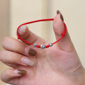 wholesale S925 Sterling Silver Red Thread Lotus Bracelet, Unique Design Woven Couple Rope for Boyfriend or Girlfriend, New Arrival for Birth Year-0-2