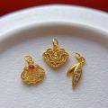 wholesale Gold-plated 925 ancient silver fittings with rhinestones, bamboo leaf, six-syllable mantra, sunflower pendant, and abacus charm for DIY-0-3