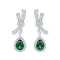 wholesale Gold Plated 925 Silver Artificially Synthetic Simulated Emerald Stud Earrings for Women, Hot Sale on Douyin and Kuaishou Live-0-0