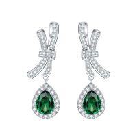 wholesale Gold Plated 925 Silver Artificially Synthetic Simulated Emerald Stud Earrings for Women, Hot Sale on Douyin and Kuaishou Live-Water drop 6*8mm (1.25ct*2) 925 silver