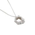 wholesale S925 Sterling Silver XF348 Korean Style Collarbone Chain, Ins Retro Craft Rock Texture Geometric Circular Hollow Out Pendant Necklace for Women-0-4