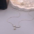 wholesale S925 Sterling Silver Minimalist Lily of the Valley Blooming Freshwater Pearl Necklace, Small and Exquisite, Elegant Collarbone Chain for Women, Gift-0-2