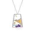 wholesale S925 Sterling Silver High-value Instagram Style Pendant with Moonlight and Ripples Design Full Artisan Boat-Shaped Necklace Featuring Natural Gemstones-0-0