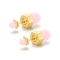 wholesale S925 Sterling Silver Gold-Plated Cross-Border New Fashion Minimalist Natural Pink Crystal Hexagonal Stud Earrings for Women Wholesale-0-4