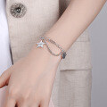wholesale S925 Sterling Silver Korean-style Chain Linked Star Tassel Charm Goodluck Bracelet-0-2