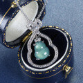 S925 Silver Natural Hazardous Material Blue Water Jade Gourd Pendant-0-4