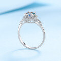 wholesale PT950 plated 925 sterling silver ring with 1 carat moissanite, round halo and four-prong setting-0-2