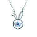 wholesale S925 Sterling Silver Moissanite Moon Bunny Necklace for Women, Twelve Zodiac Pendant Set Wholesale, Blessing-0-4