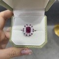 wholesale S925 Sterling Silver Women's Pigeon Blood Red Ruby Ring, Garden Series, Cushion Cut, 3 Carat, High-End Banquet Statement Ring-0-1