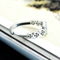 wholesale S925 Sterling Silver Retro Style Thai Silver Matte Ethnic Coin Pattern Wealth and Treasure Ring for Women, Adjustable Open Ring for Index Finger-0-1