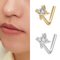 wholesale 925 Sterling Silver L-bar Star Zircon Nose Ring For Women-0-2