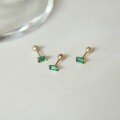 wholesale 9K gold emerald earrings new trendy screw-style twist clasp for women, summer small and unique, sleep without removing, ear bone-0-3